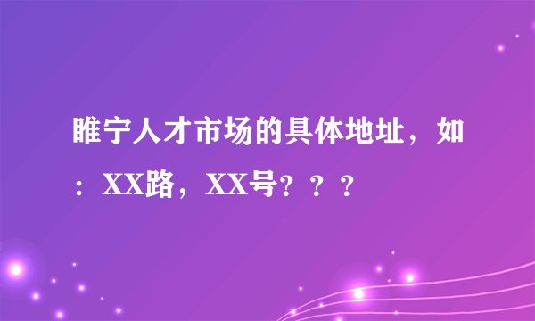 睢宁人才市场的具体地址，如：XX路，XX号？？？