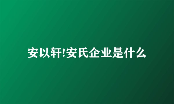 安以轩!安氏企业是什么