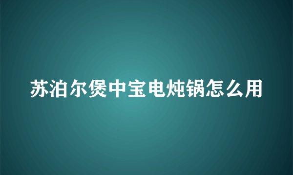 苏泊尔煲中宝电炖锅怎么用