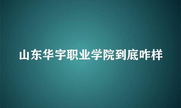 山东华宇职业学院到底咋样
