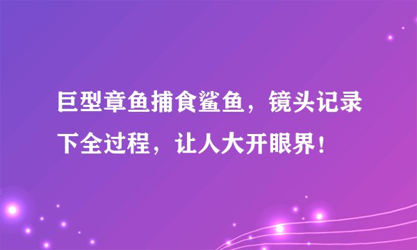 巨型章鱼捕食鲨鱼，镜头记录下全过程，让人大开眼界！