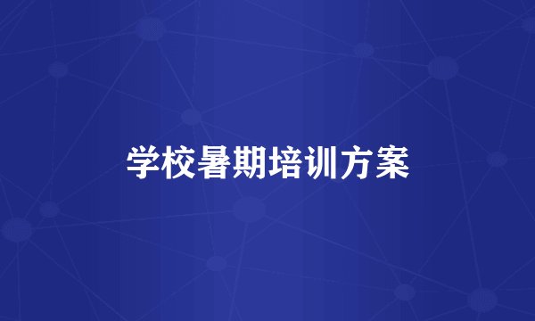 学校暑期培训方案