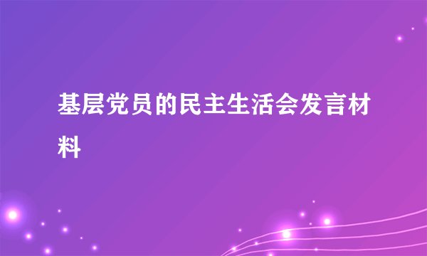 基层党员的民主生活会发言材料