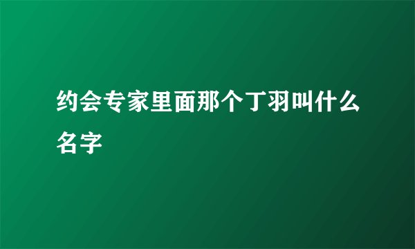 约会专家里面那个丁羽叫什么名字