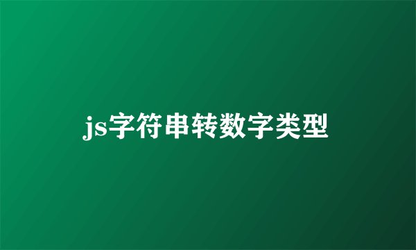 js字符串转数字类型