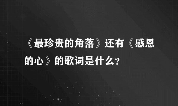 《最珍贵的角落》还有《感恩的心》的歌词是什么？