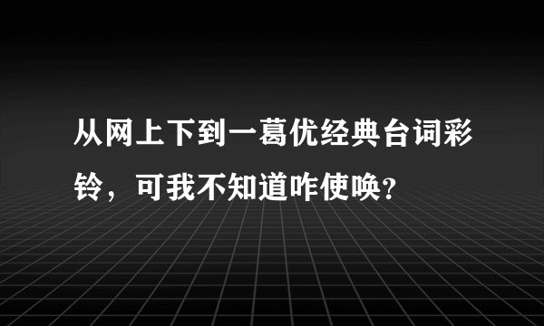 从网上下到一葛优经典台词彩铃，可我不知道咋使唤？