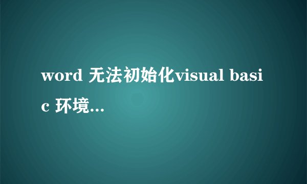 word 无法初始化visual basic 环境 是什么意思