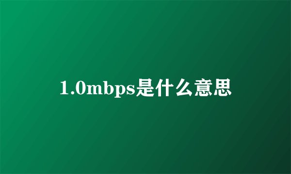 1.0mbps是什么意思