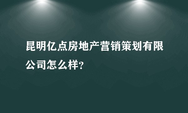 昆明亿点房地产营销策划有限公司怎么样？