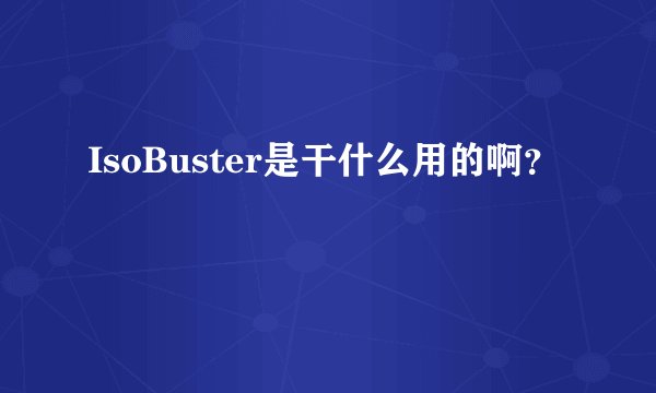 IsoBuster是干什么用的啊？