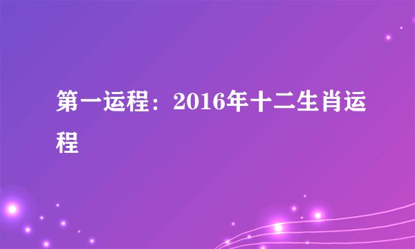 第一运程：2016年十二生肖运程