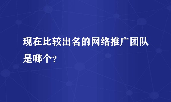 现在比较出名的网络推广团队是哪个？