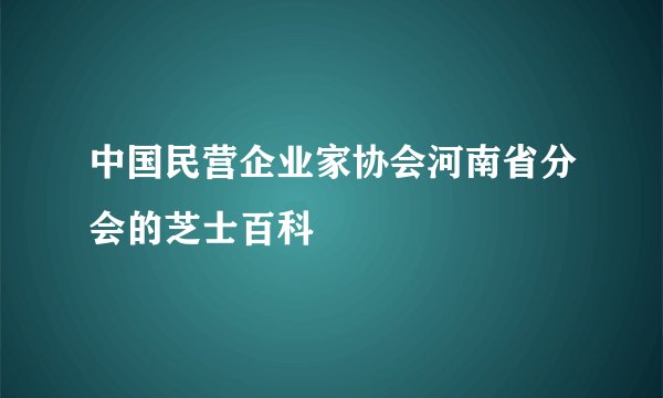 中国民营企业家协会河南省分会的芝士百科