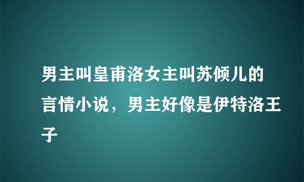 男主叫皇甫洛女主叫苏倾儿的言情小说，男主好像是伊特洛王子