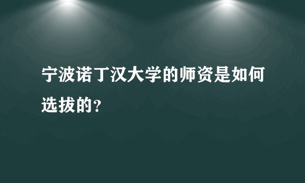 宁波诺丁汉大学的师资是如何选拔的？
