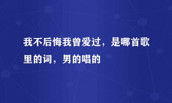 我不后悔我曾爱过，是哪首歌里的词，男的唱的