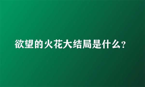 欲望的火花大结局是什么？