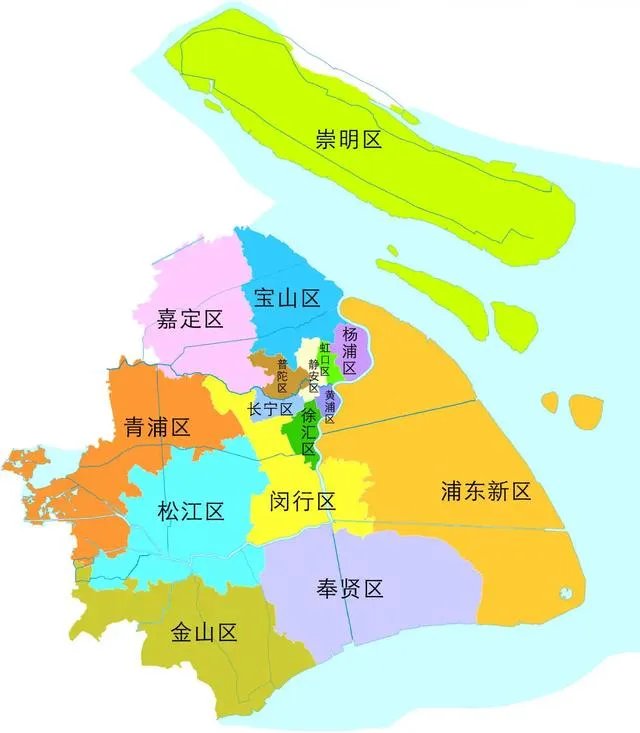 上海分几个区地图？