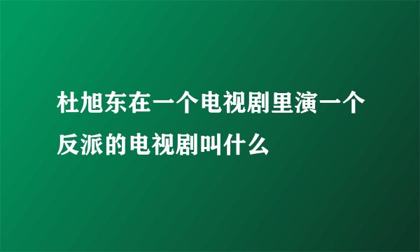 杜旭东在一个电视剧里演一个反派的电视剧叫什么