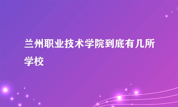 兰州职业技术学院到底有几所学校