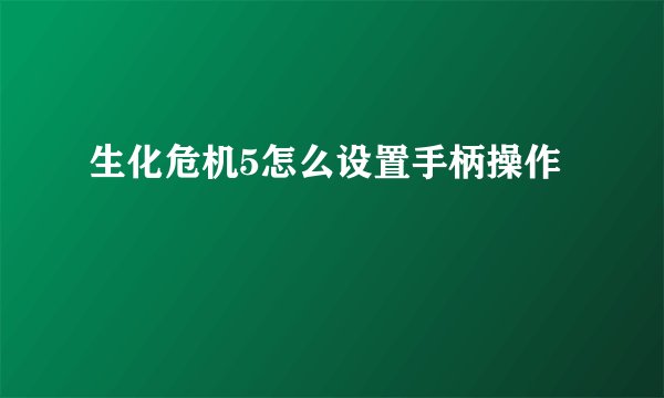 生化危机5怎么设置手柄操作