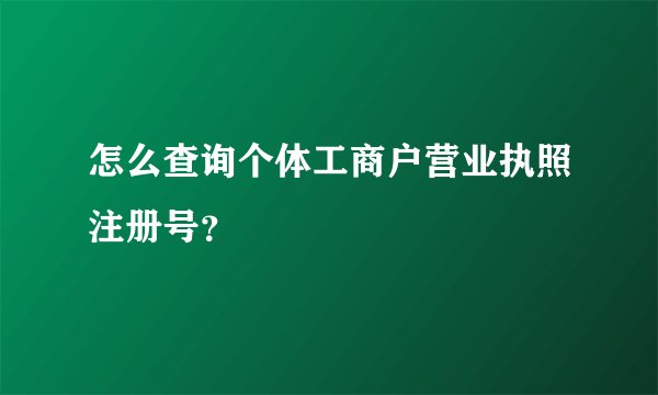 怎么查询个体工商户营业执照注册号？