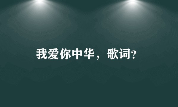 我爱你中华，歌词？