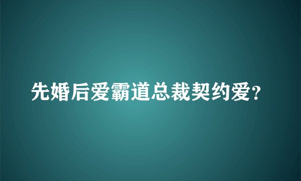 先婚后爱霸道总裁契约爱？