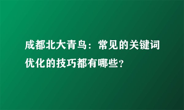 成都北大青鸟：常见的关键词优化的技巧都有哪些？