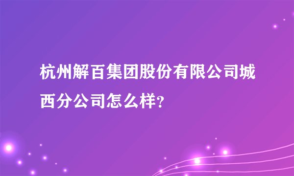 杭州解百集团股份有限公司城西分公司怎么样？
