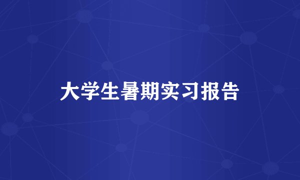 大学生暑期实习报告