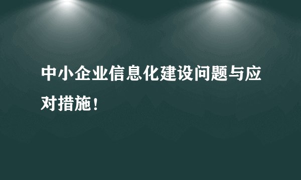 中小企业信息化建设问题与应对措施！