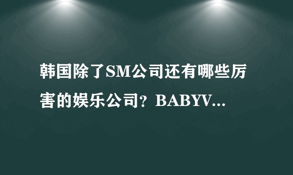 韩国除了SM公司还有哪些厉害的娱乐公司？BABYVOX哪个公司的？