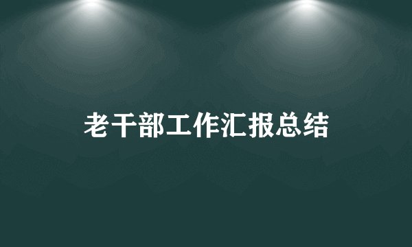 老干部工作汇报总结