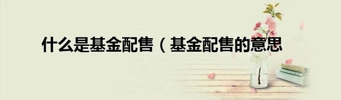 什么是基金配售（基金配售的意思