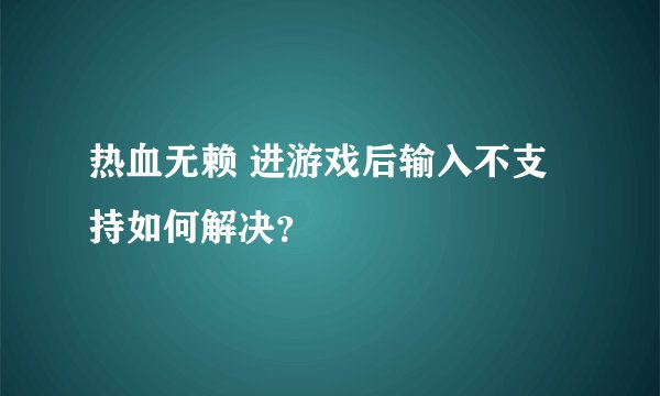 热血无赖 进游戏后输入不支持如何解决？