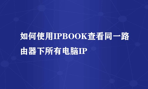 如何使用IPBOOK查看同一路由器下所有电脑IP