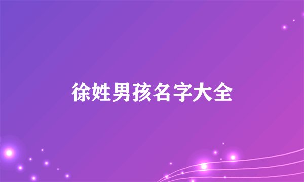 徐姓男孩名字大全