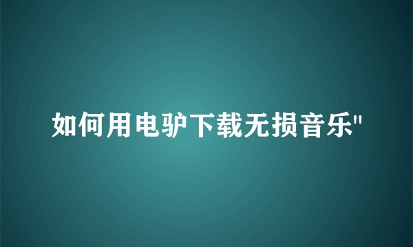 如何用电驴下载无损音乐