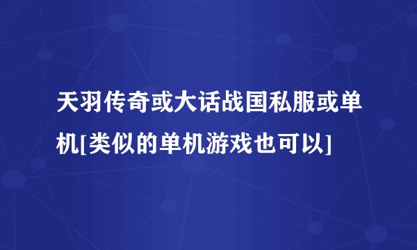 天羽传奇或大话战国私服或单机[类似的单机游戏也可以]