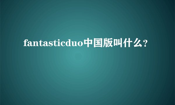 fantasticduo中国版叫什么？
