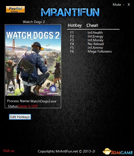 看门狗2修改器使用教程 突破育碧屏蔽使用修改器方法