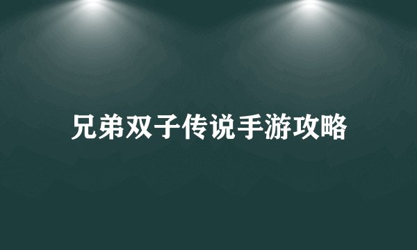 兄弟双子传说手游攻略