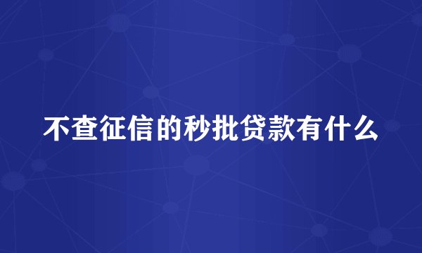 不查征信的秒批贷款有什么
