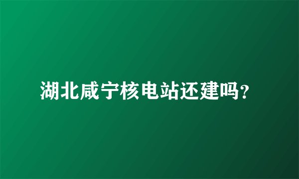 湖北咸宁核电站还建吗？