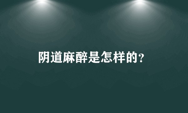 阴道麻醉是怎样的？