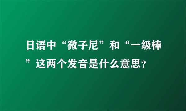 日语中“微子尼”和“一级棒”这两个发音是什么意思？