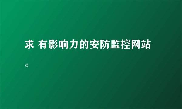 求 有影响力的安防监控网站。