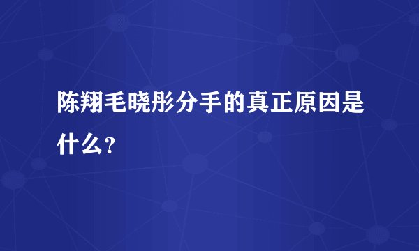 陈翔毛晓彤分手的真正原因是什么？
